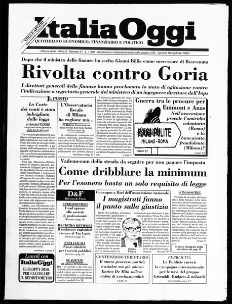 Italia oggi : quotidiano di economia finanza e politica